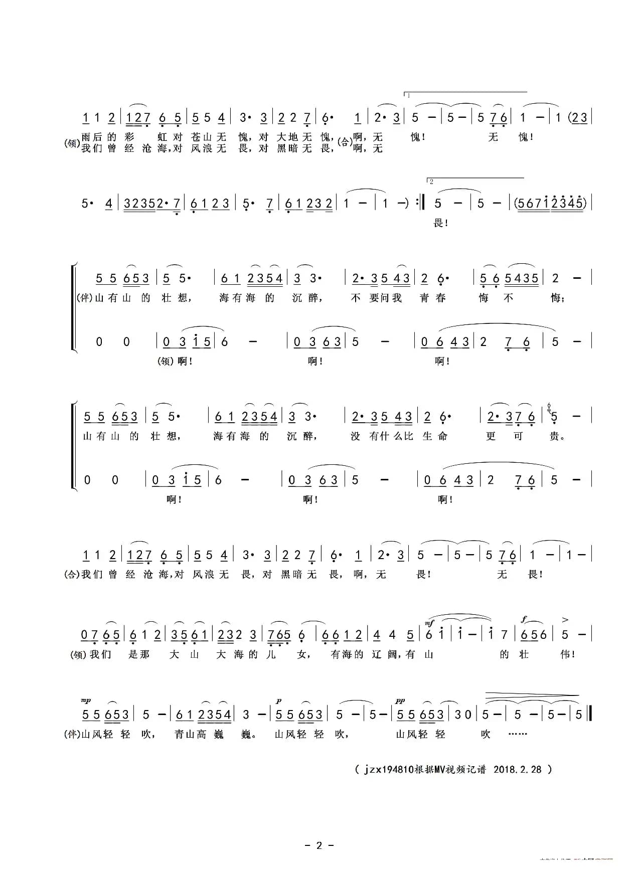 山的壮想（组歌《岁月甘泉》之六）