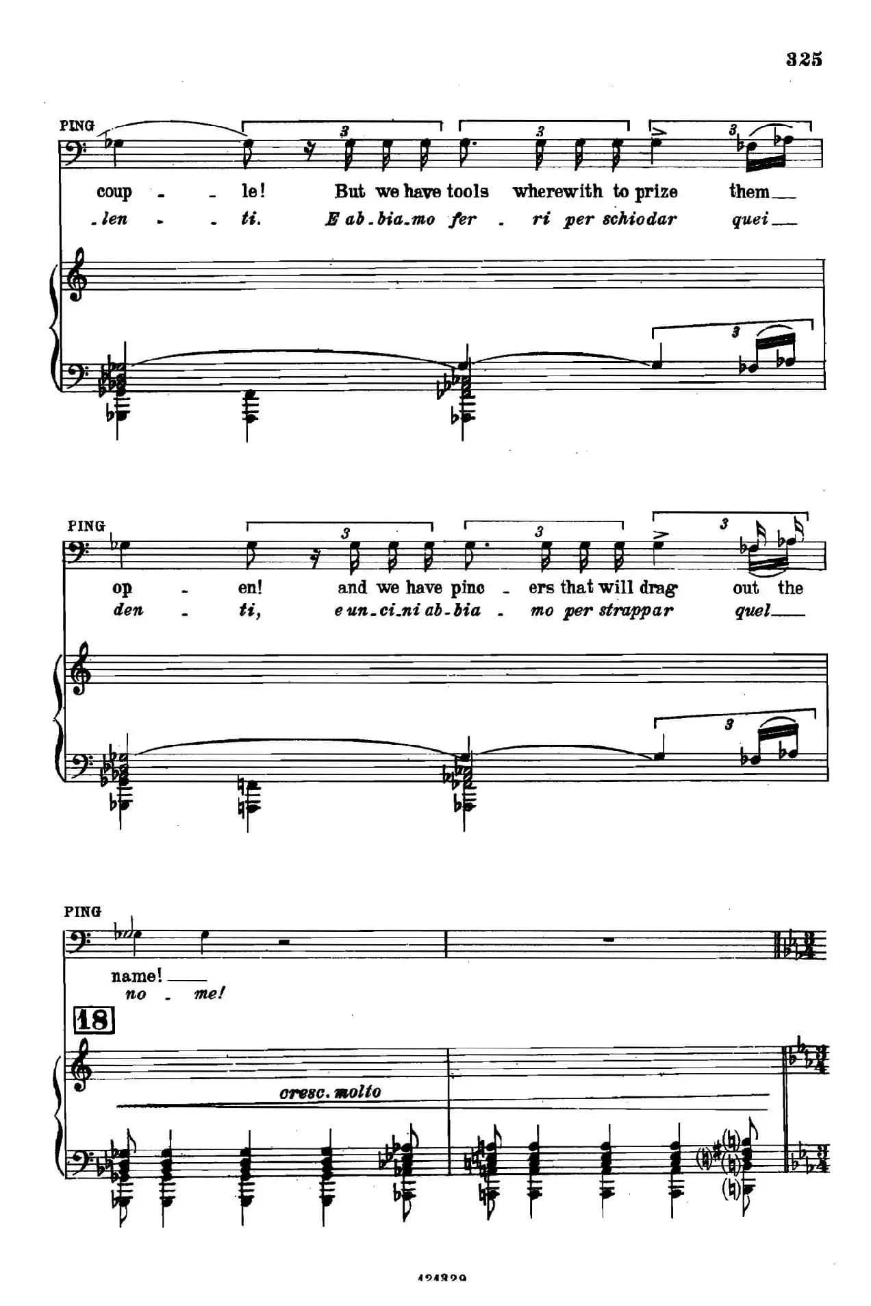 《图兰朵公主》三幕五场歌剧（英意双语）全谱（钢琴伴奏谱 P335——354）