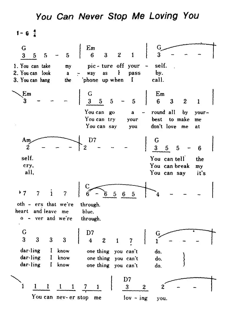 [美]You Can Never Stop Me Loving You（你不能不让我爱你、带和弦）