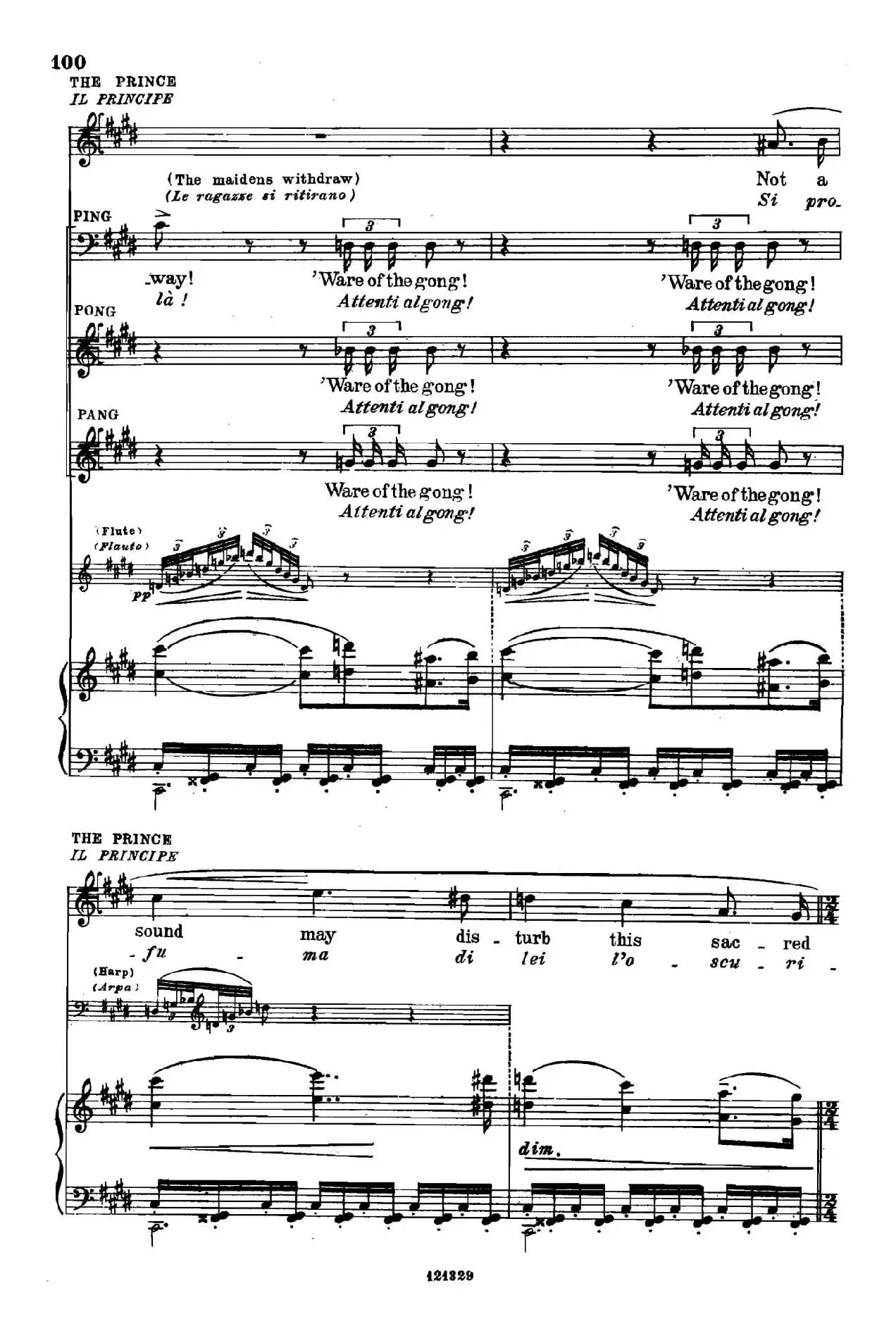 《图兰朵公主》三幕五场歌剧（英意双语）全谱（钢琴伴奏谱 P101——110）