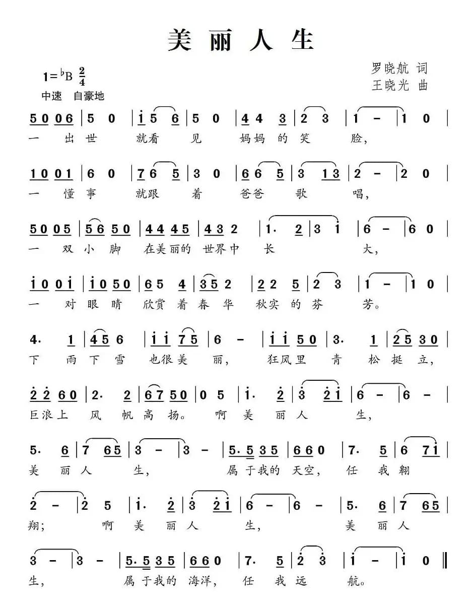 美丽人生（罗晓航词 王晓光曲）