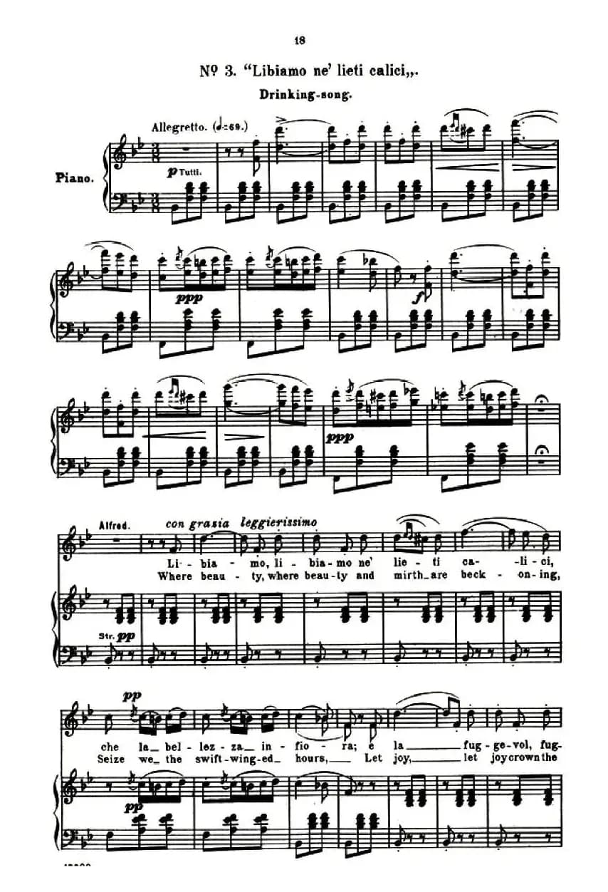 [意]饮酒歌（选自歌剧《茶花女》、意大利文原版谱 ）