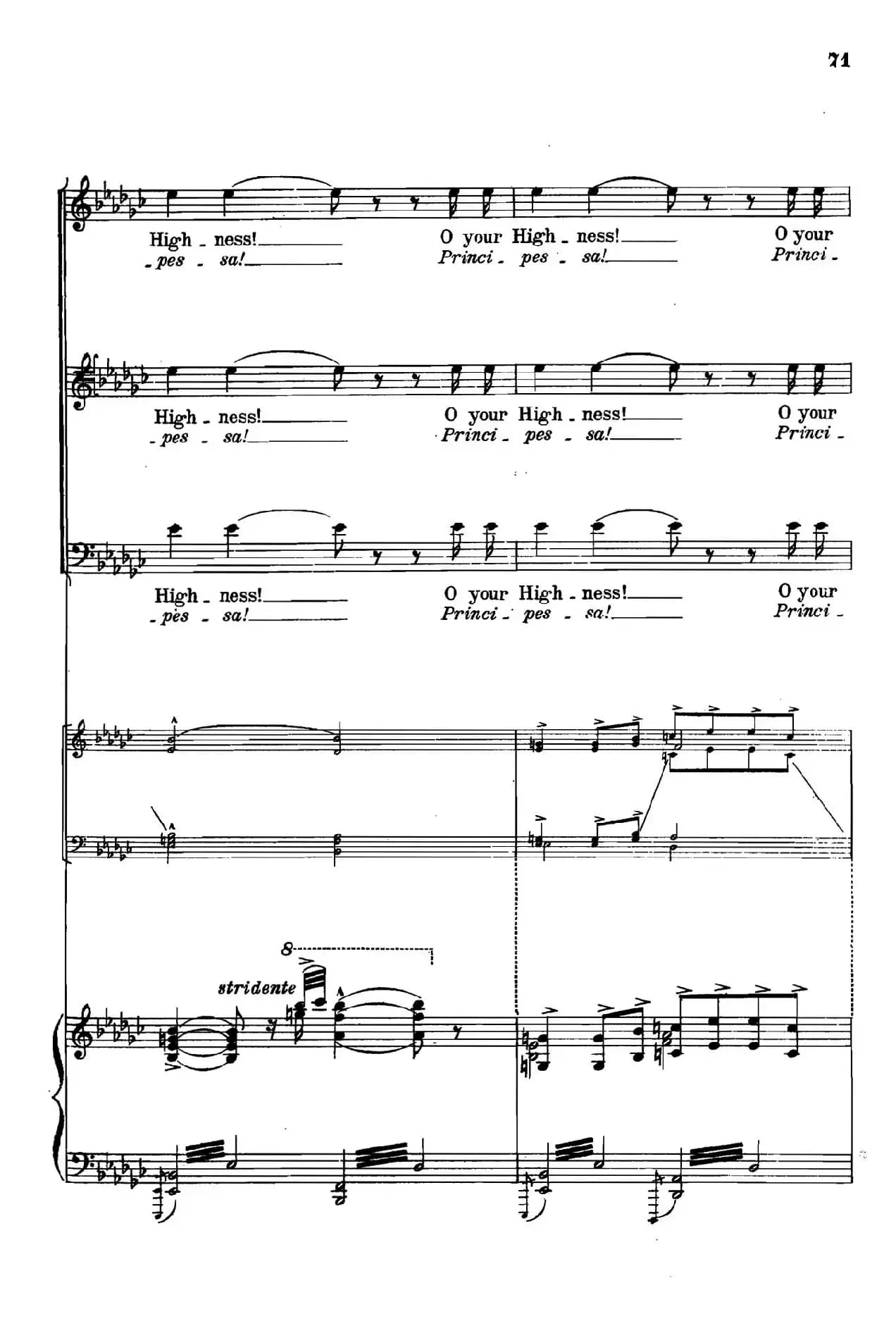 《图兰朵公主》三幕五场歌剧（英意双语）全谱（钢琴伴奏谱 P75——100）