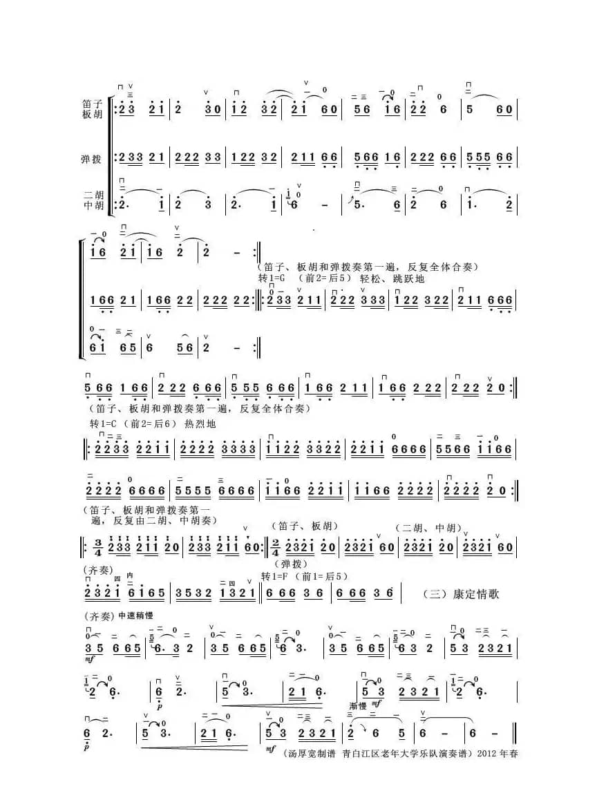 四川民歌联奏（器乐合奏曲）