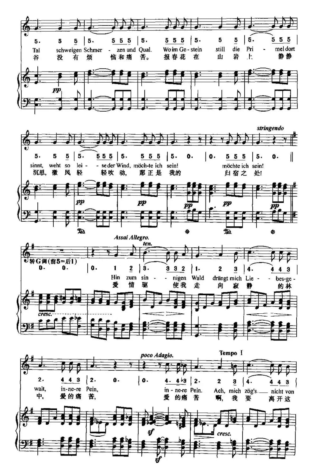 致远方的恋人（中外文对照、线简谱混排版）