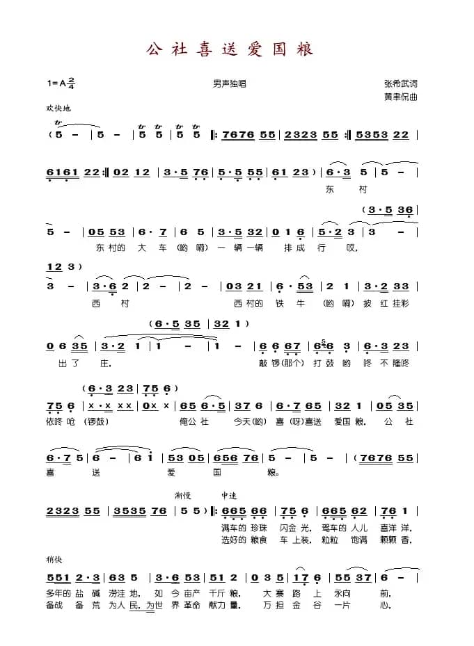 公社喜送爱国粮