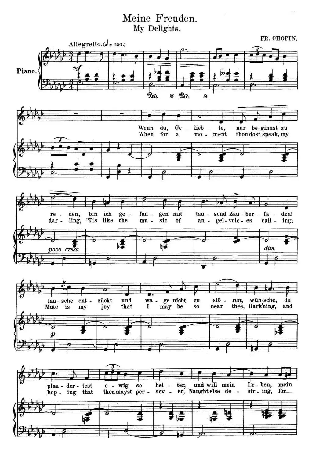 Chopin-17 Polish Songs Op.74,No.12(Meine Freuden. My Delights.)(钢琴伴奏谱)