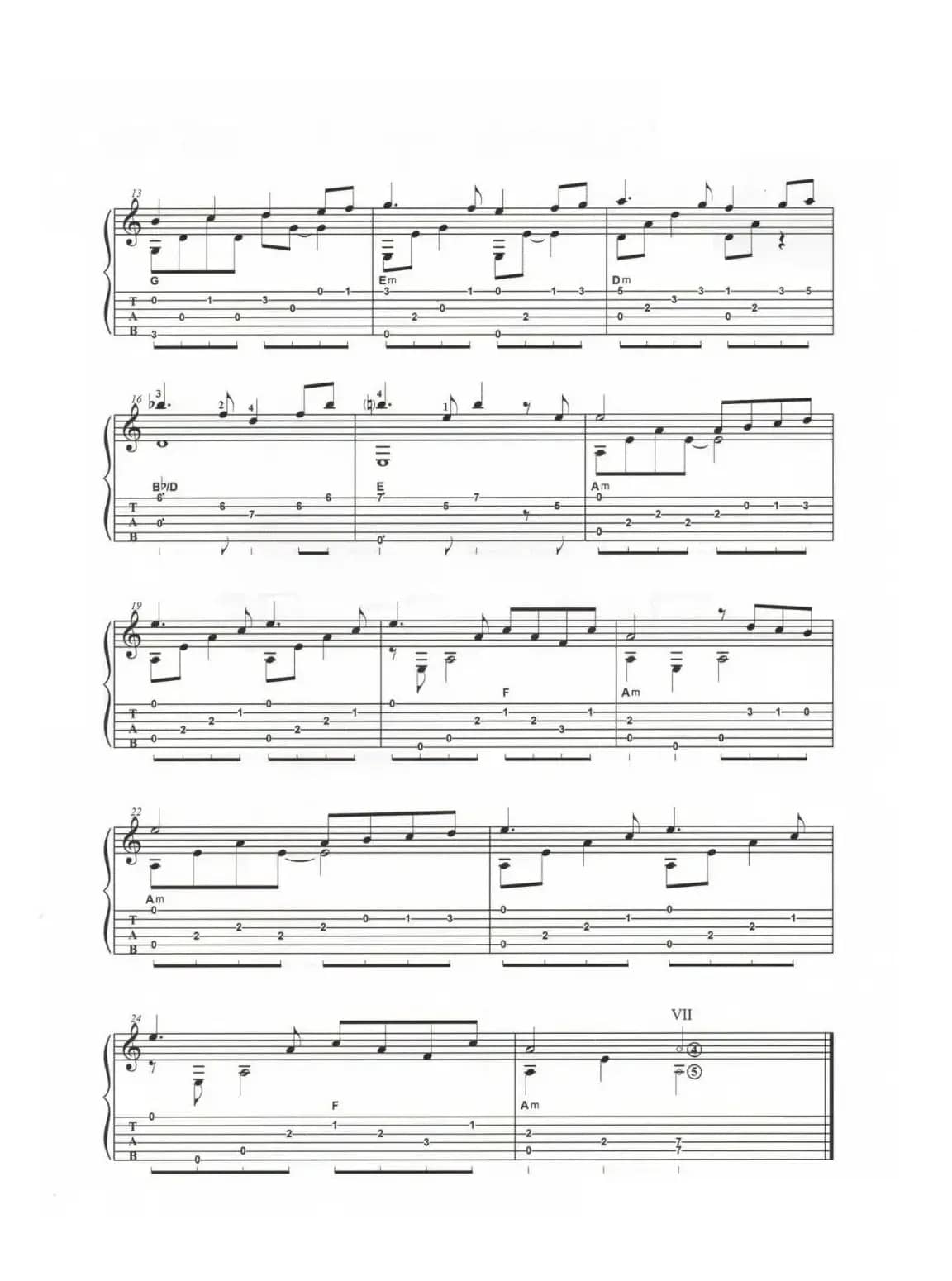 天鹅湖（古典吉他独奏谱 五线谱）