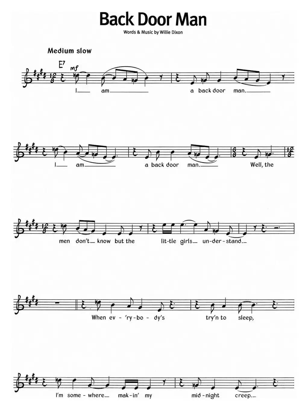 蓝调音乐：Back Door Man