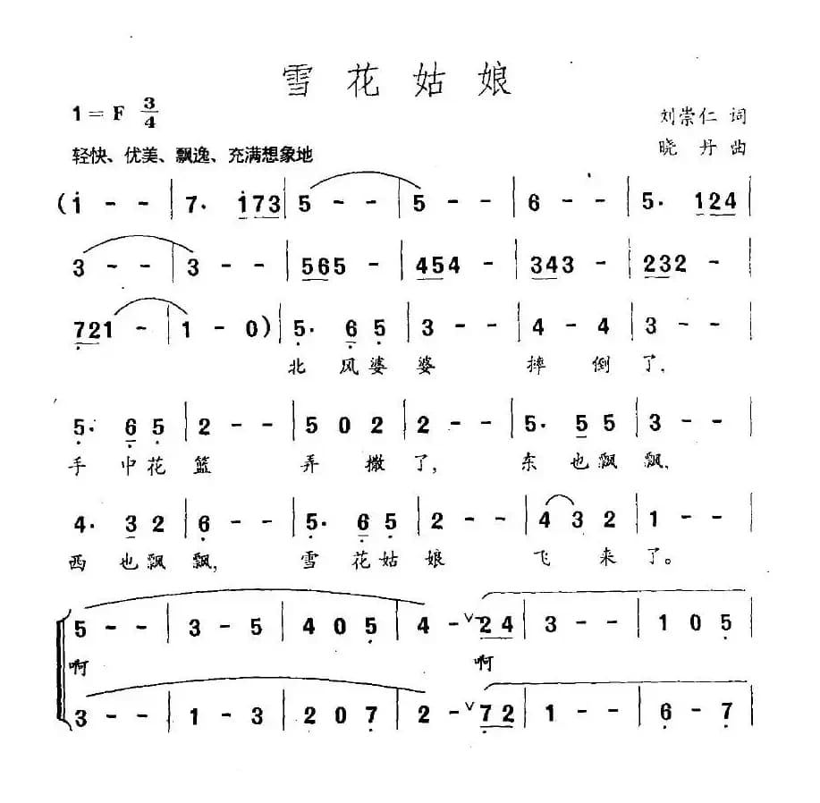 雪花姑娘(刘崇仁词 晓丹曲、二声部版)