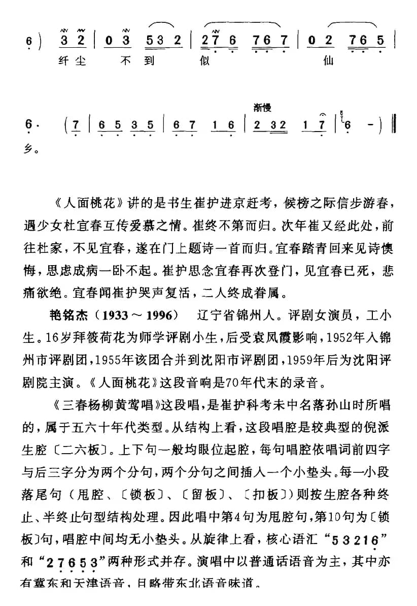三春杨柳黄莺唱（《人面桃花》崔护[生]唱段）