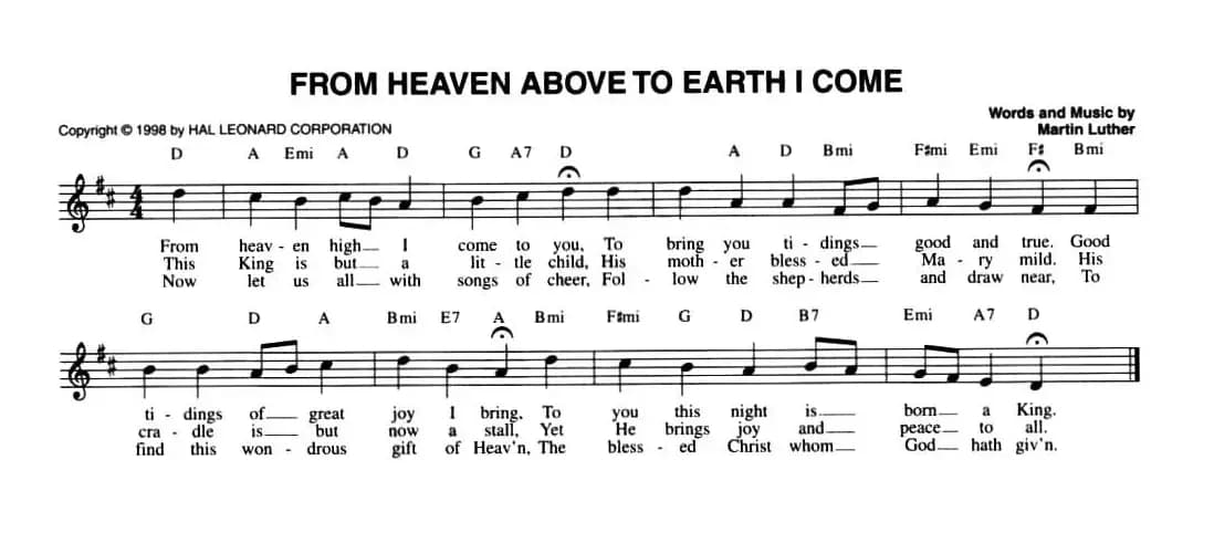 FROM HEAVEN ABOVE TO EARTH I COME