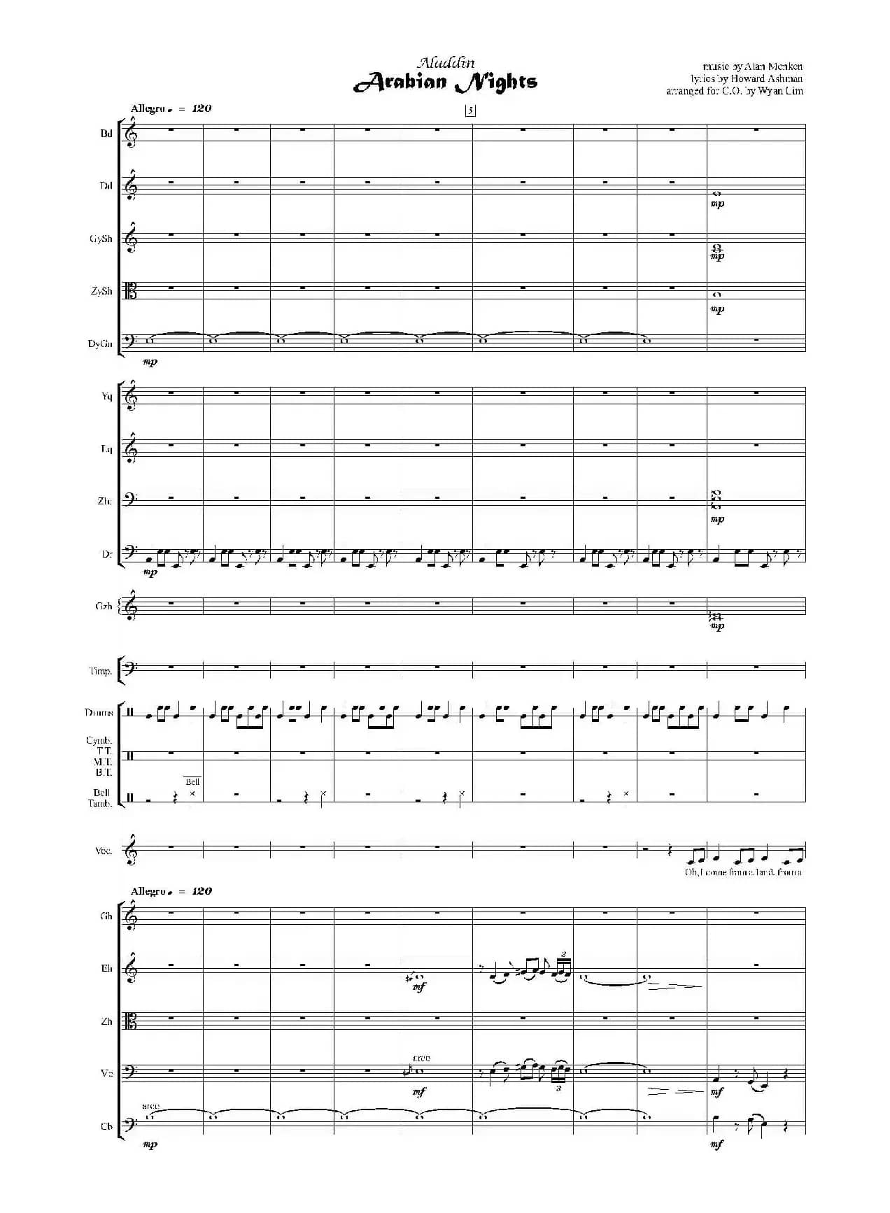 阿拉丁组曲（民族管弦乐总谱）