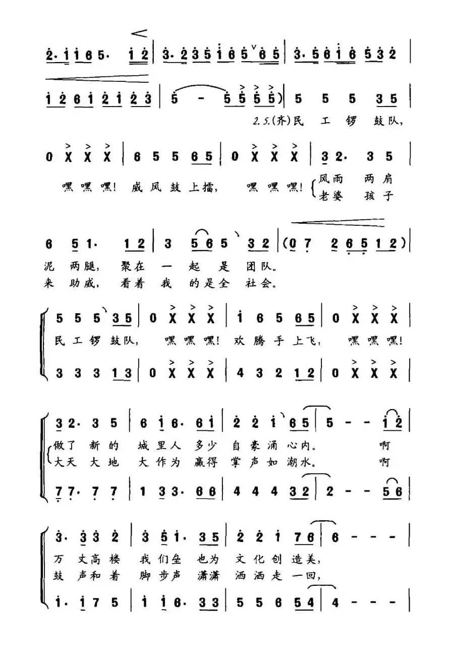 民工锣鼓队（男声表演唱与鼓乐）