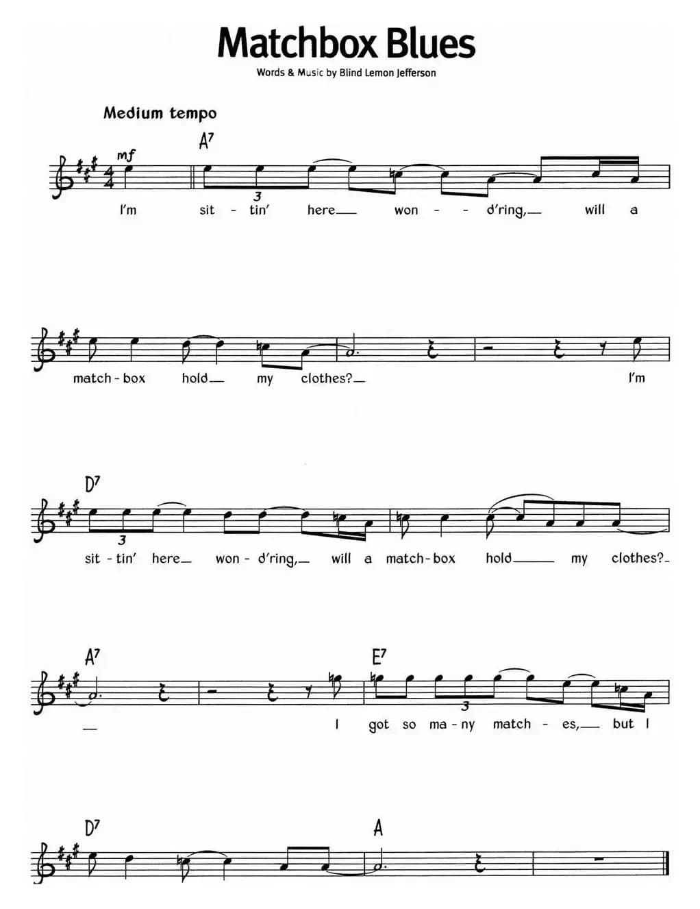 蓝调音乐：Matchbox Blues