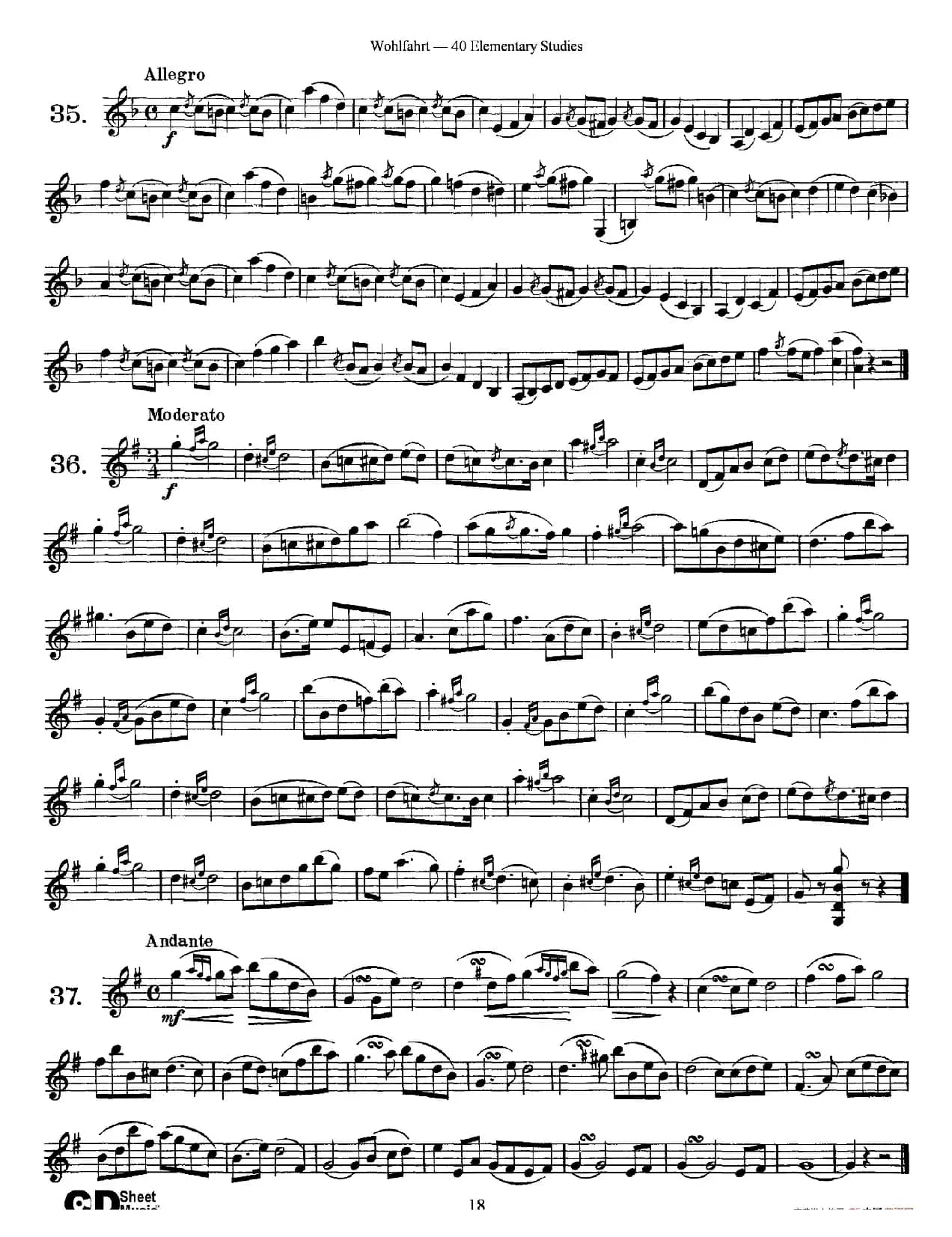 Wohlfahrt《40 Elementary Studies,Op. 54》(沃尔法特《40首小提琴练习曲》)