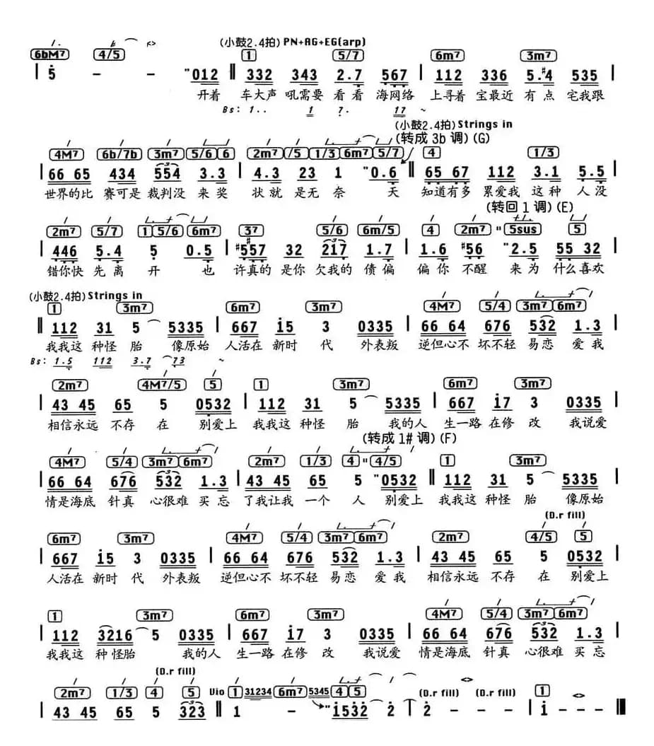 怪胎（编配乐谱）