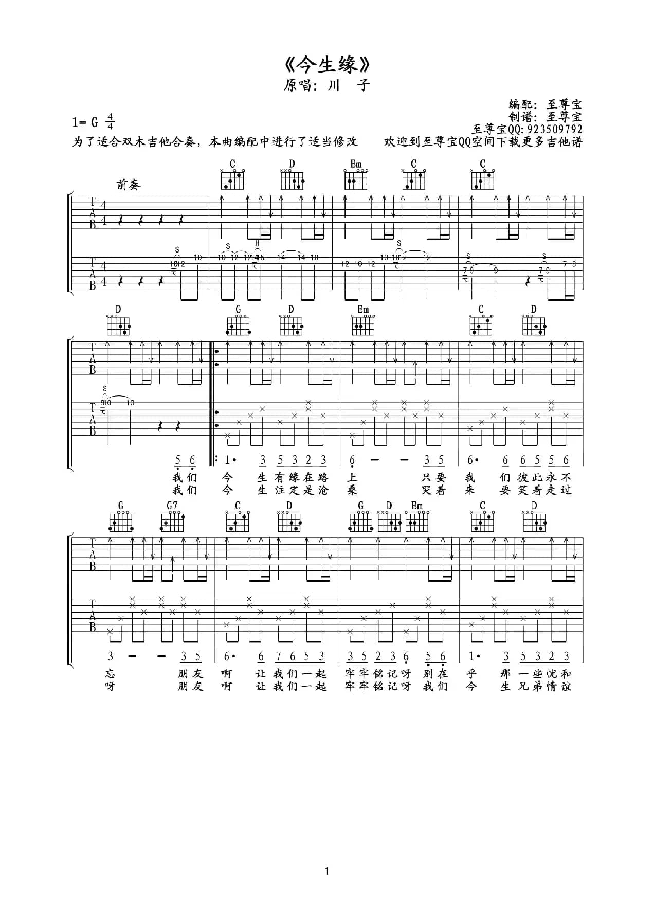 今生缘（双吉他合奏版）