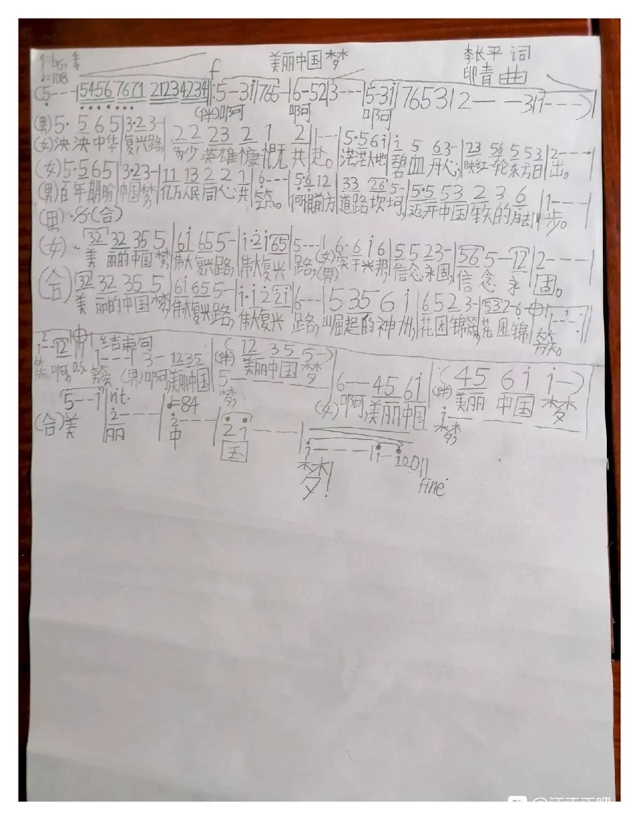 美丽中国梦（李长平词 印青曲）