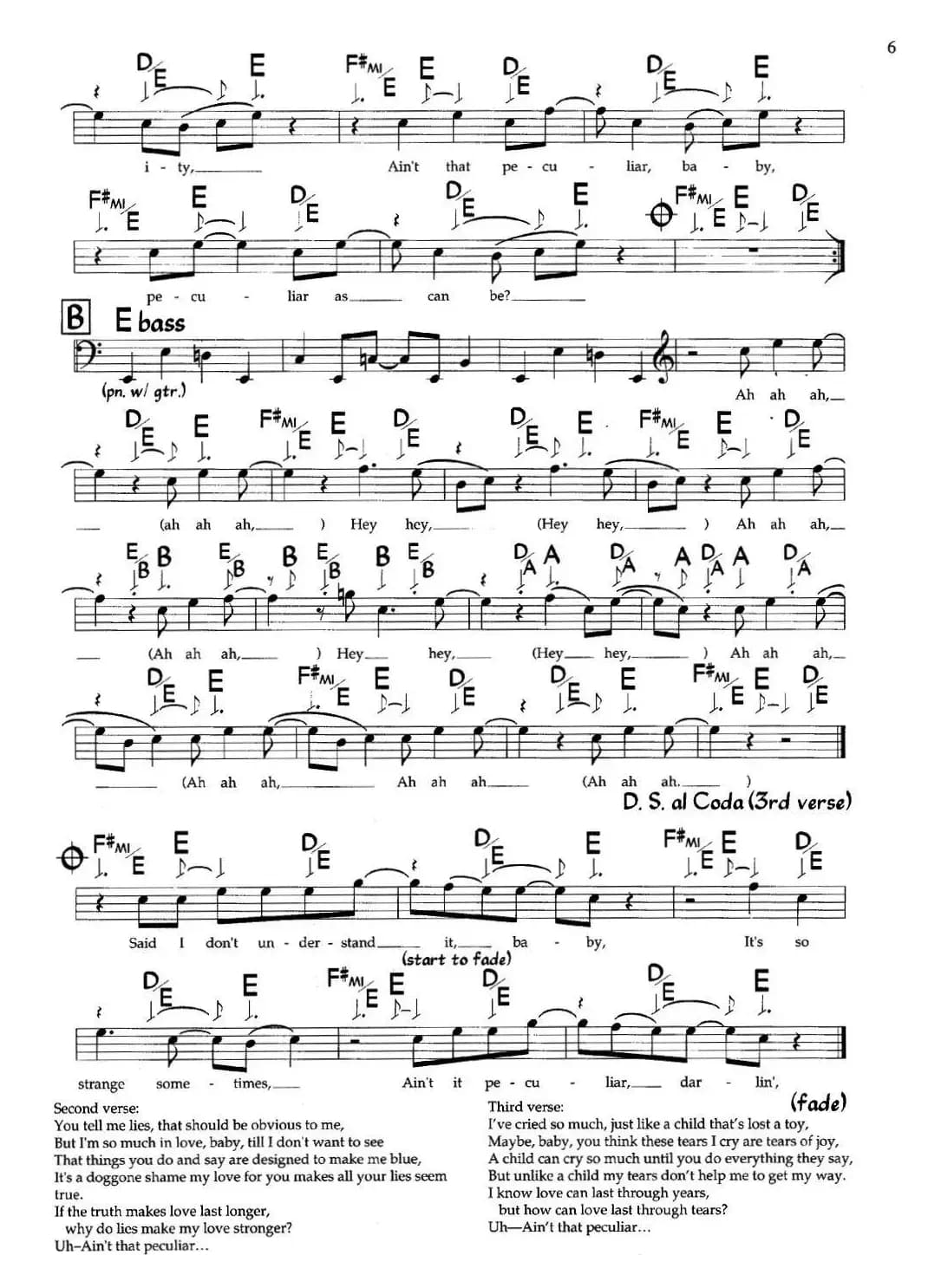 Ain't That Peculiat（带和弦五线谱）