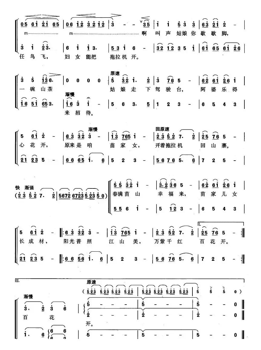 拖拉机开进苗山寨（女声合唱）