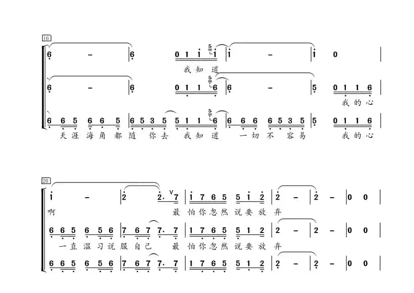 勇气女声合唱谱