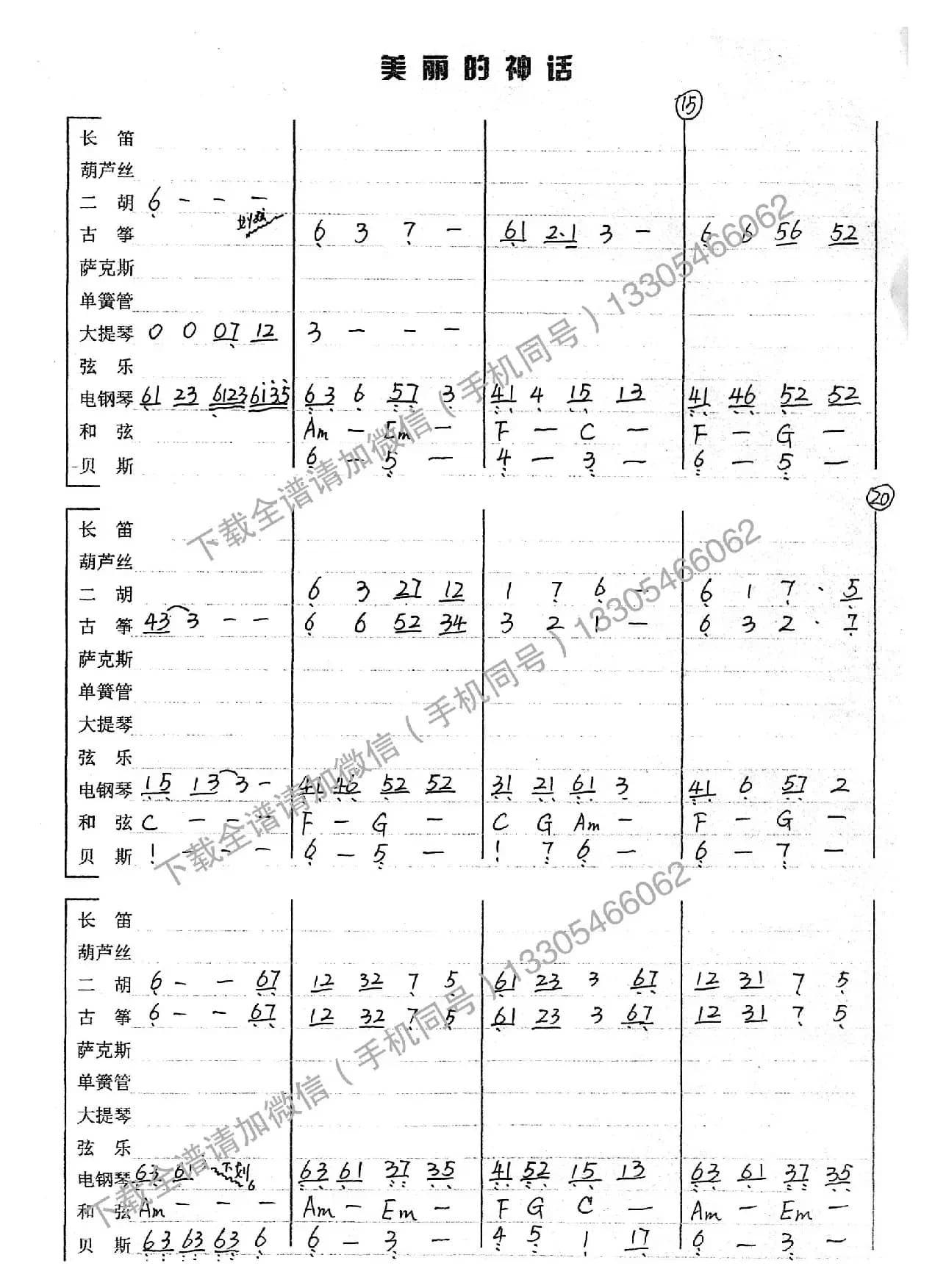 美丽的神话（乐队总谱）