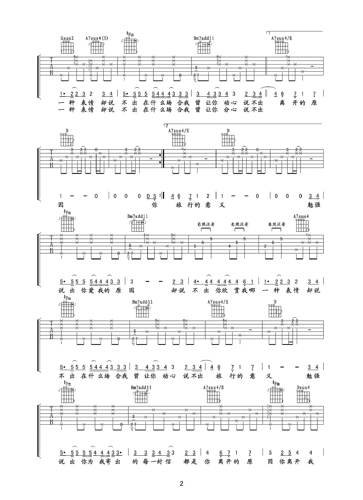 旅行的意义（吉他谱）