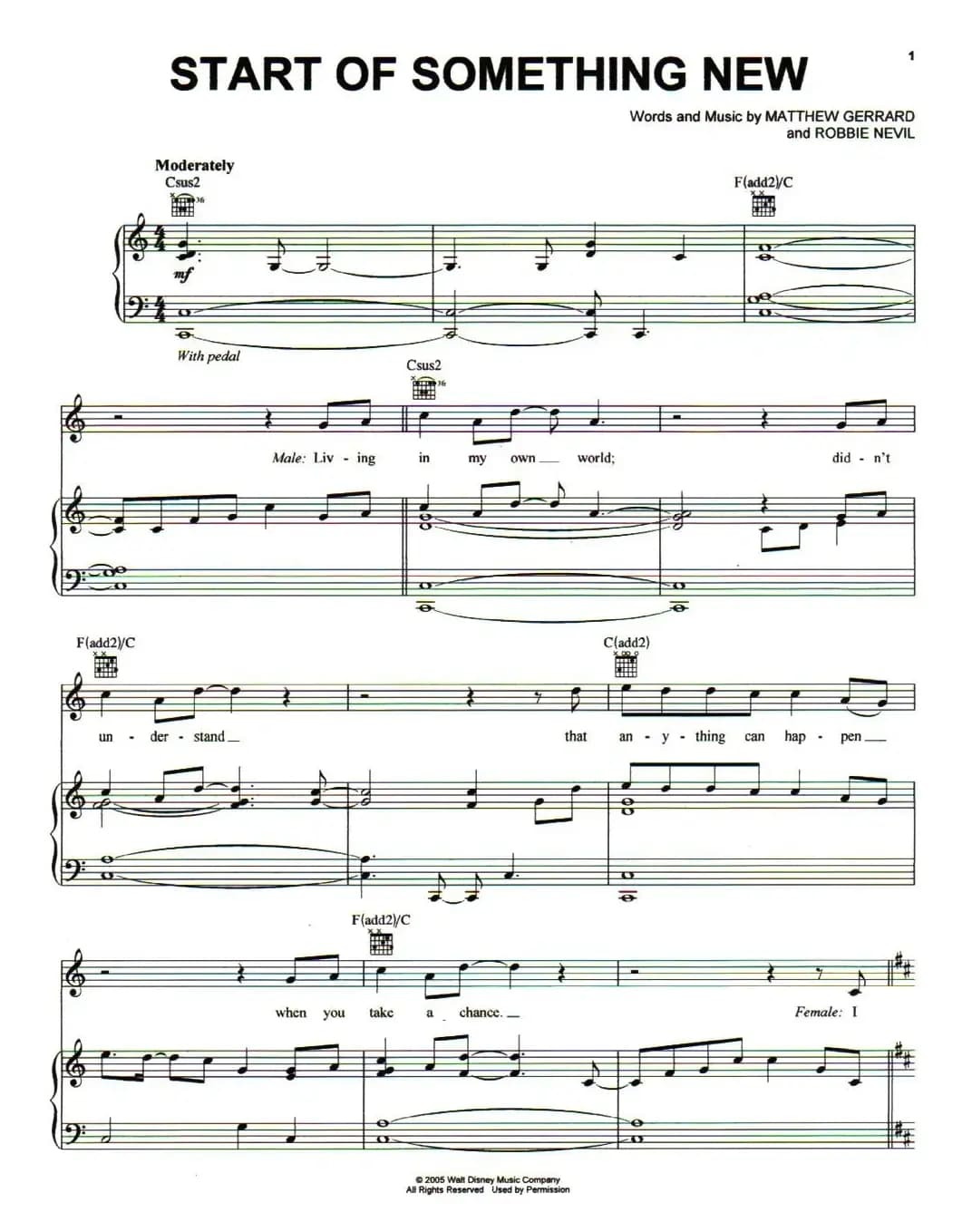 [美]Start Of Something New（正谱）