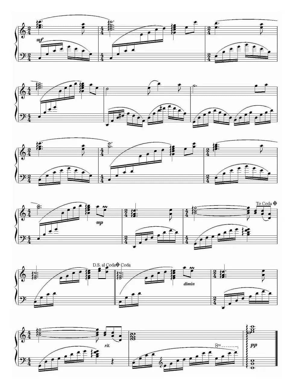 牧羊曲（电影《少林寺》插曲、钢琴谱）