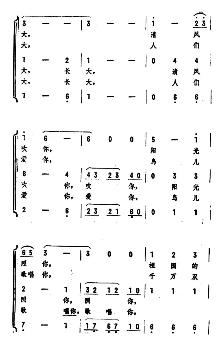 小树快长大（《森林大合唱》选曲 女声三重唱或三部合唱）