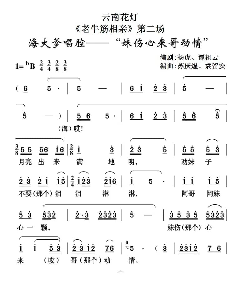 [云南花灯]《老牛筋相亲》第二场：海大爹唱腔——“妹伤心来哥动情”
