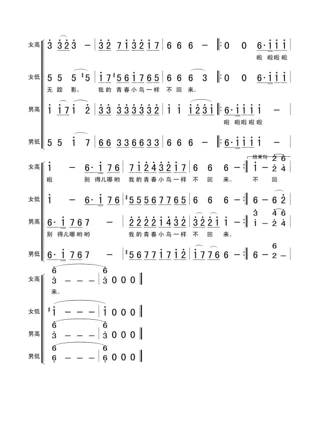 青春舞曲（四声部合唱、王世光编合唱版）