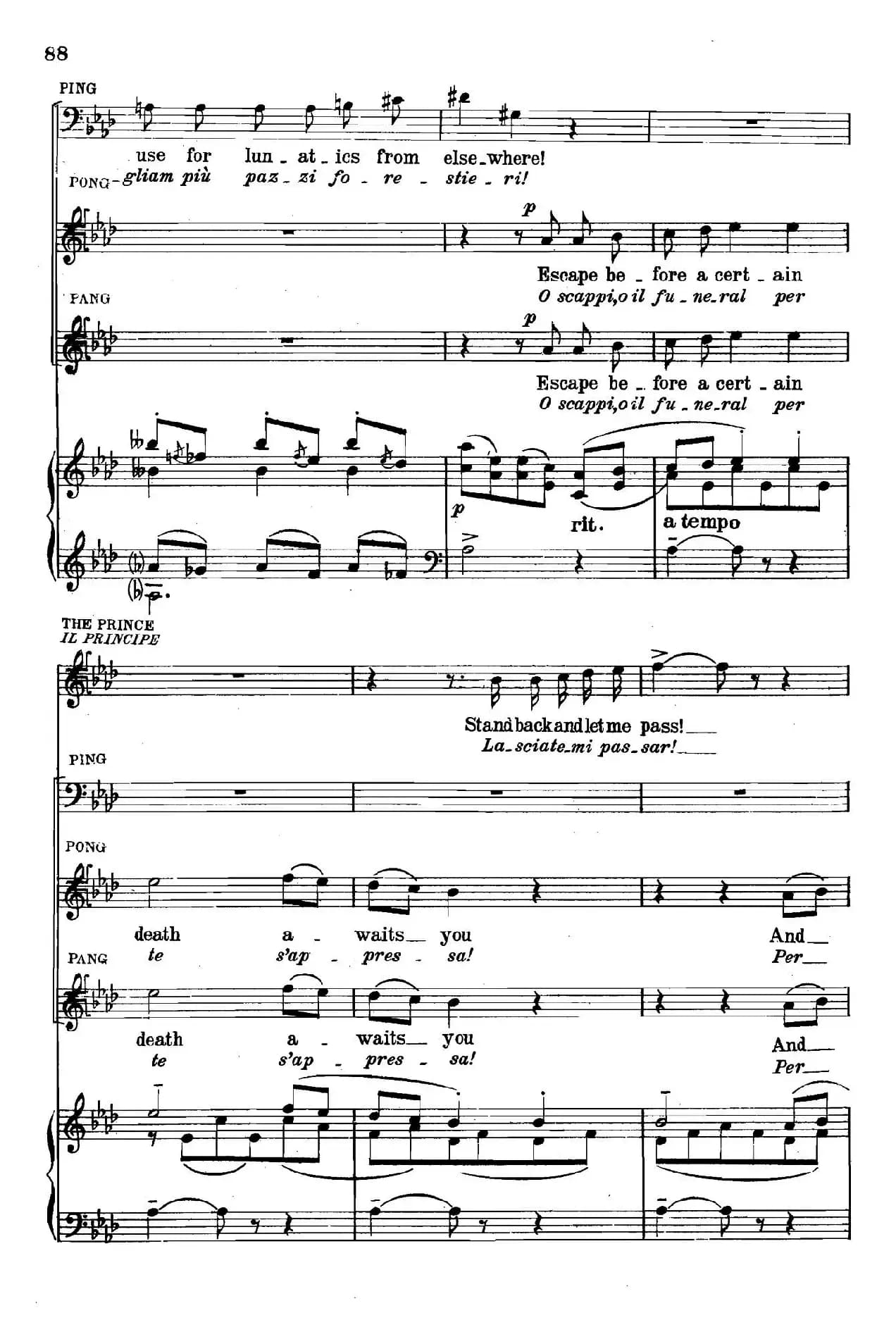 《图兰朵公主》三幕五场歌剧（英意双语）全谱（钢琴伴奏谱 P75——100）