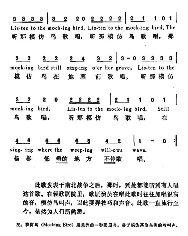 [美]听模仿鸟歌唱（Listen To the Mocking Bird）