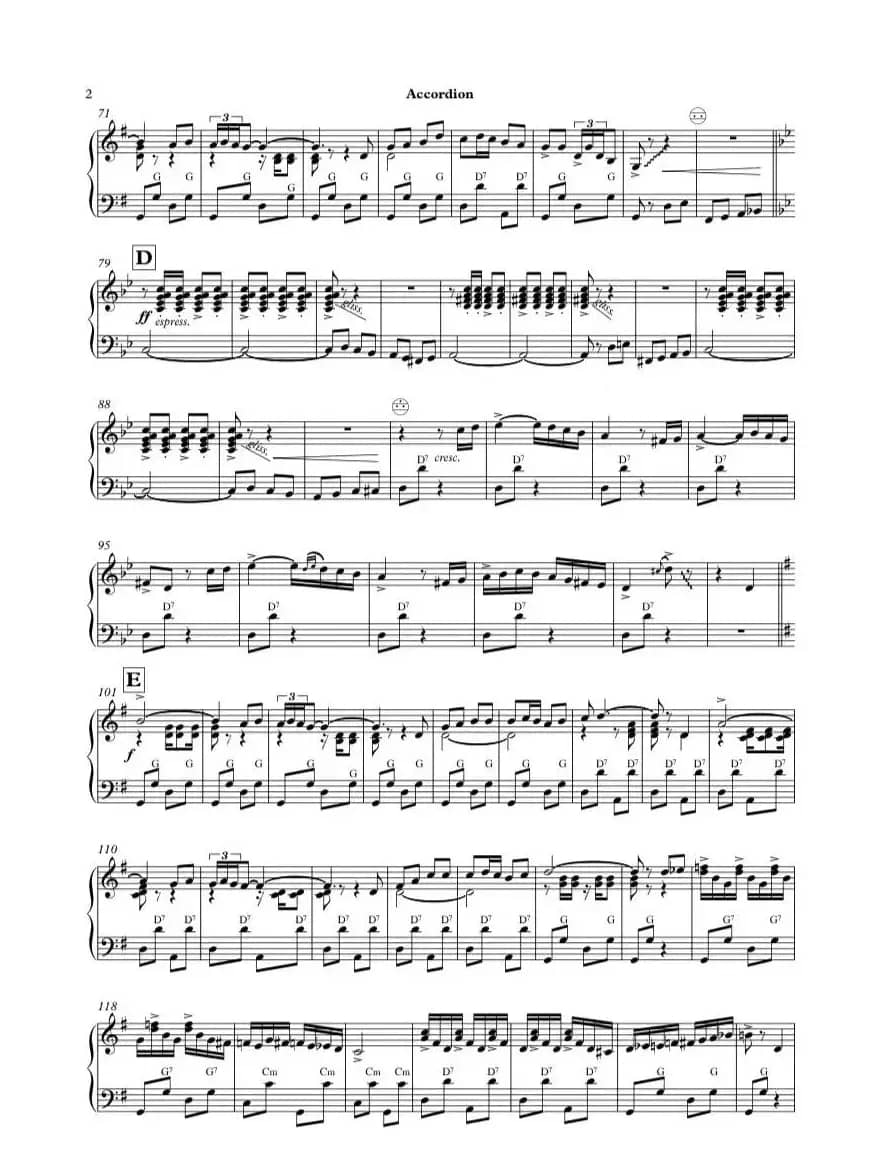 里奥丽塔（手风琴曲简谱）