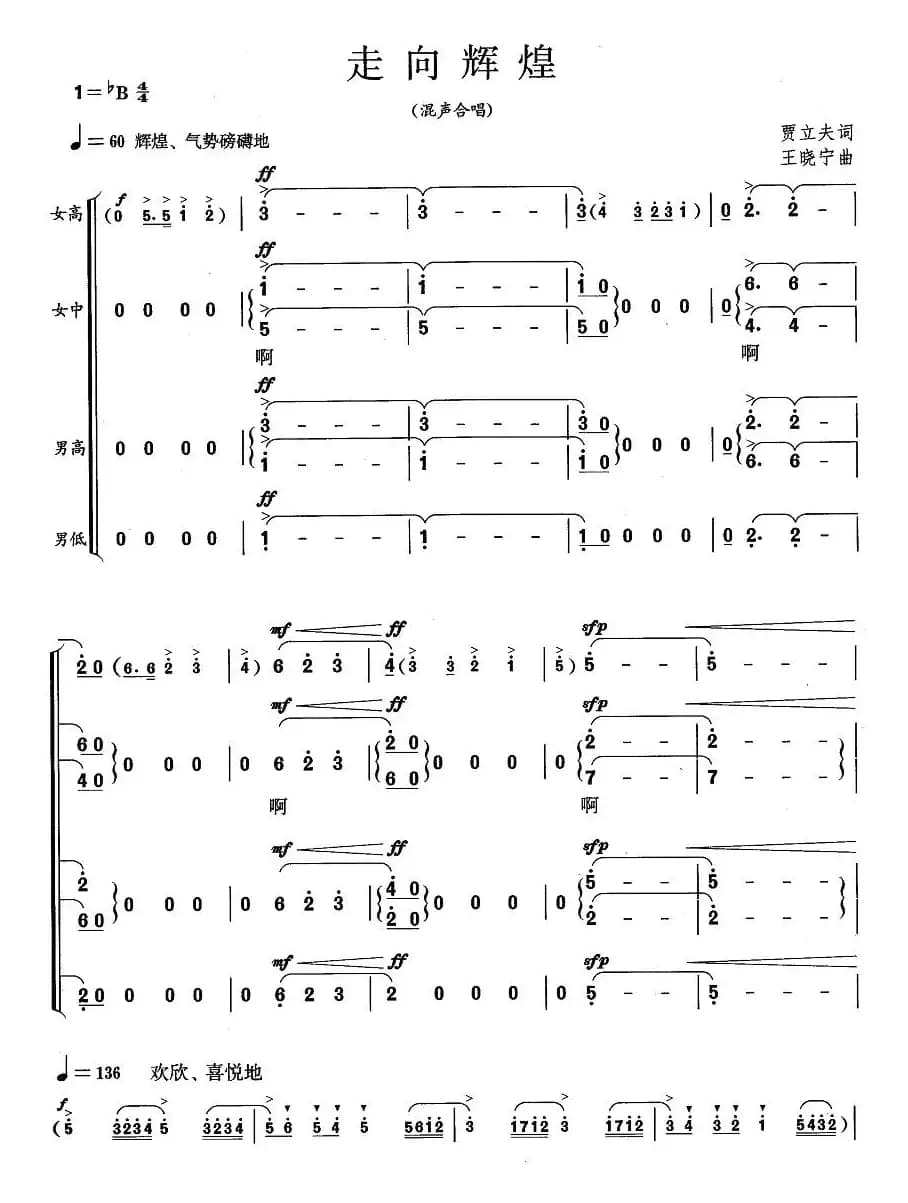 走向辉煌（贾立夫词 王晓宁曲）