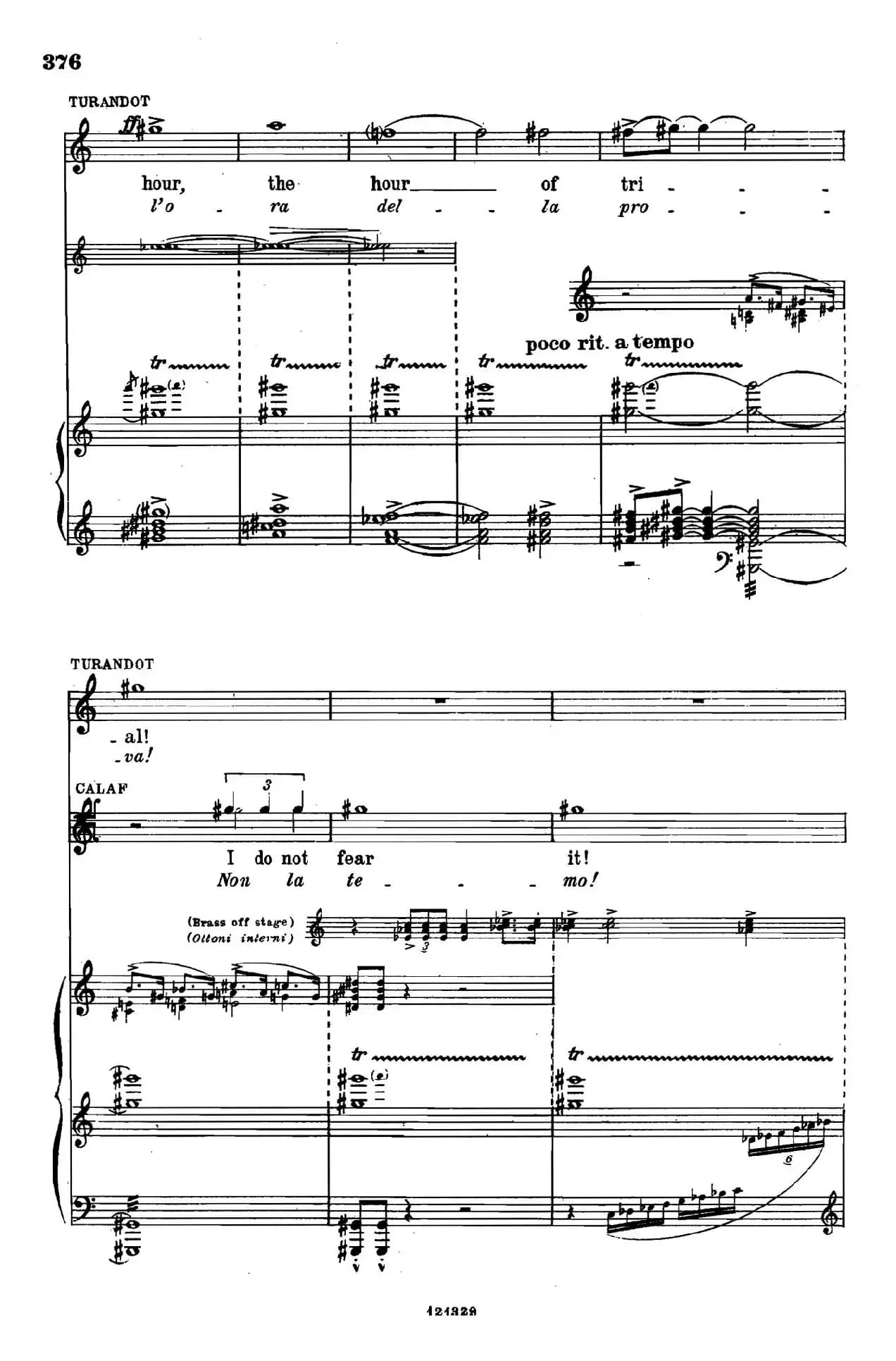 《图兰朵公主》三幕五场歌剧（英意双语）全谱（钢琴伴奏谱 P374——397）