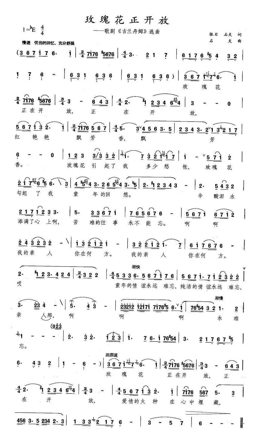 玫瑰花正开放（歌剧《古兰丹姆》选曲）