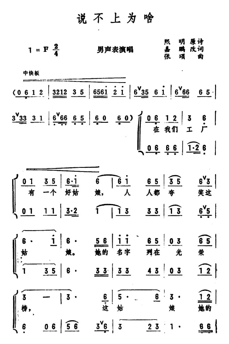 说不上为啥（男声表演唱）