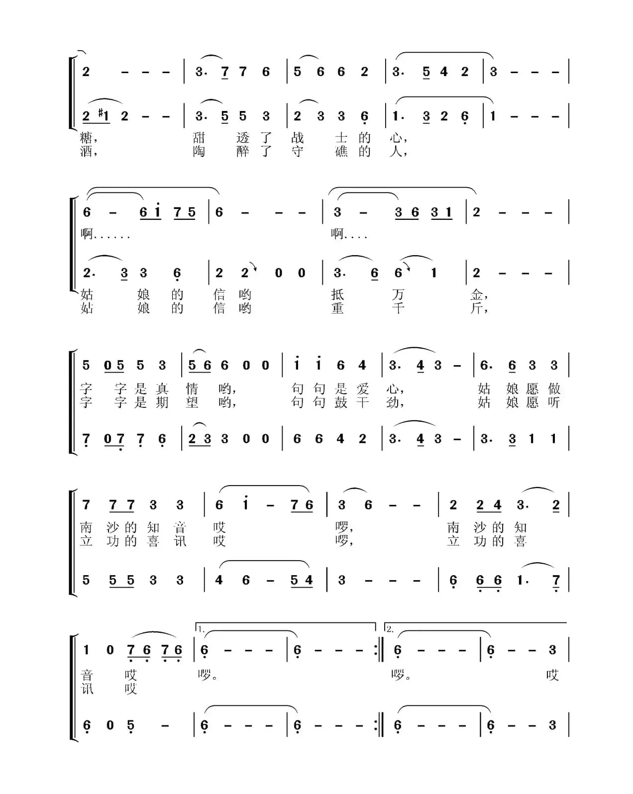 姑娘的信(原相禹词 张国良曲)