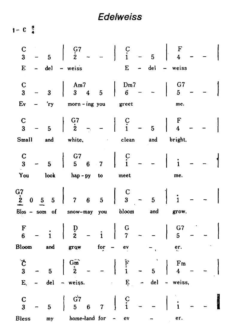 [美]Edelweiss（雪绒花、带和弦）