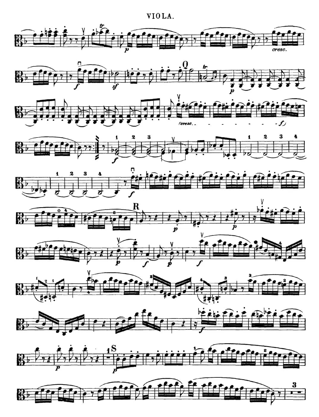 Mozart《Quartet No.23 in F Major，K.590》（Viola分谱）