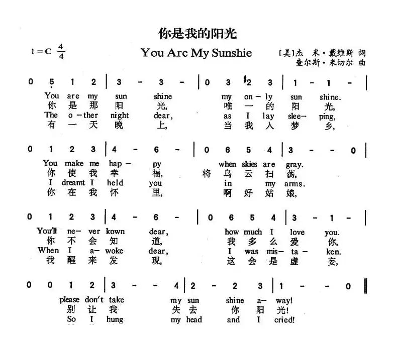 [美]You Are My Sunshie（你是我的阳光 ）