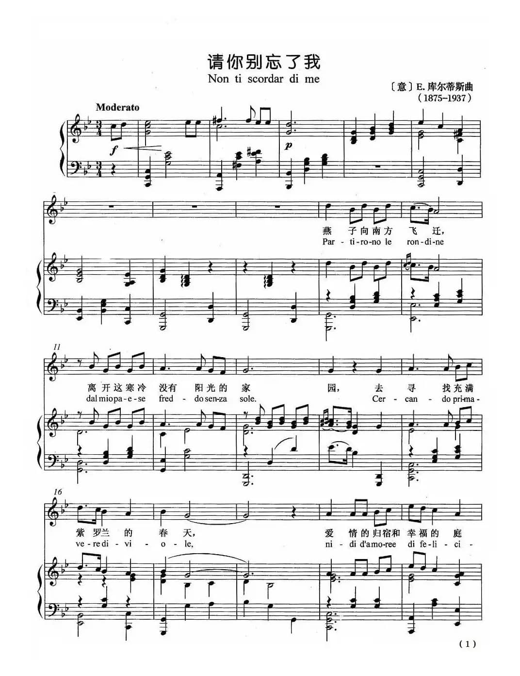 请你别忘了我（正谱）