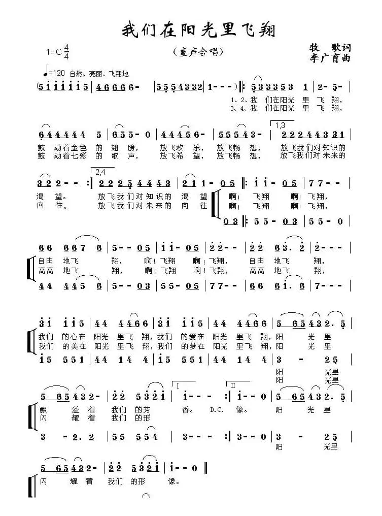 我们在阳光里飞翔（合唱）
