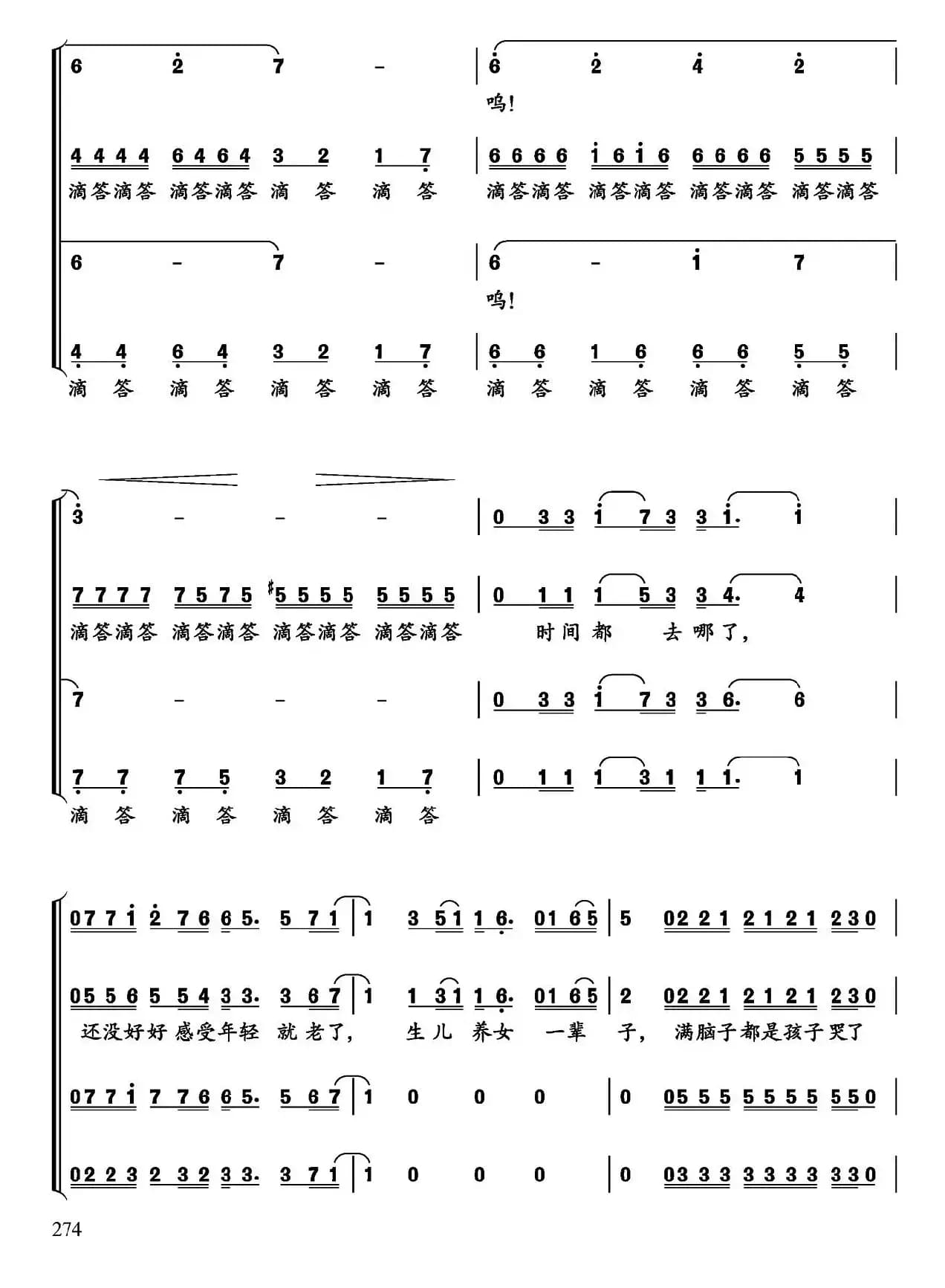 时间都去哪儿了（陈曦词 董冬冬曲、陈宏编合唱）