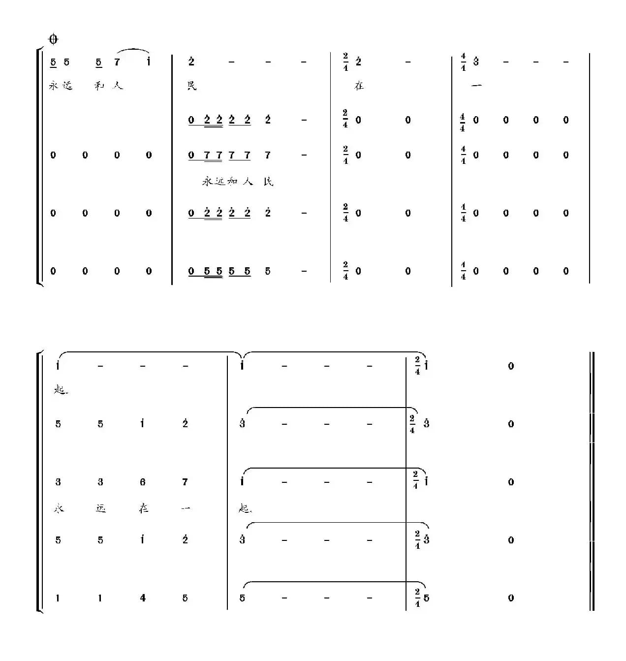 永远和人民在一起(李朝润词 吴小平曲)