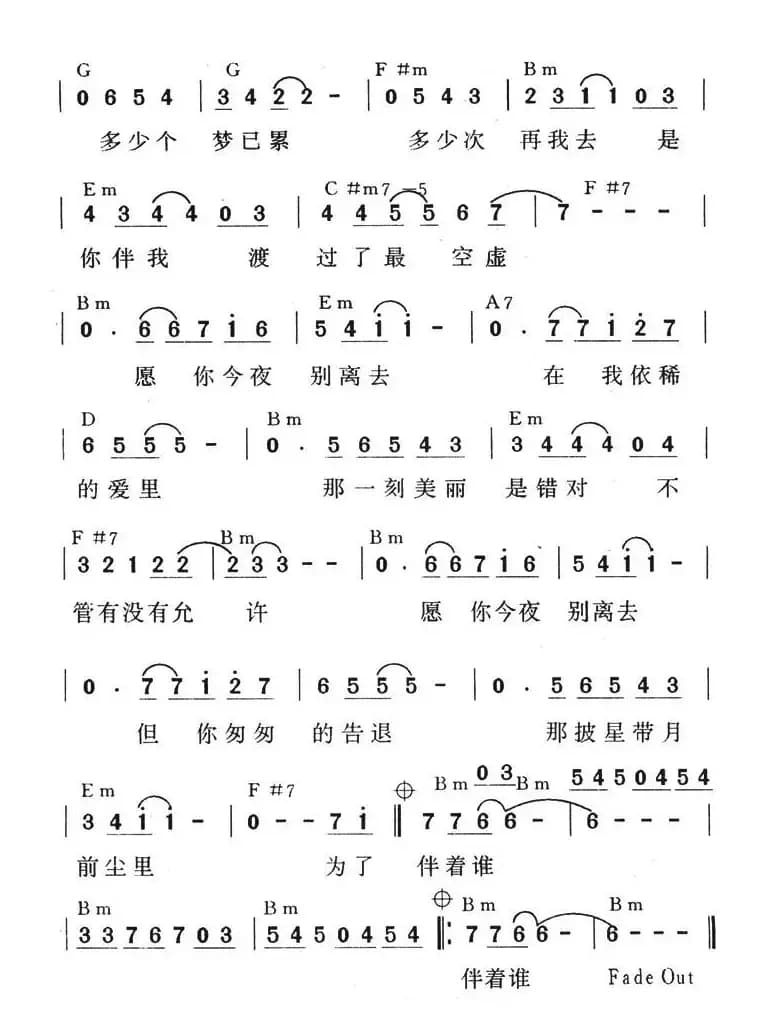 愿你今夜别离去（梁科记谱）