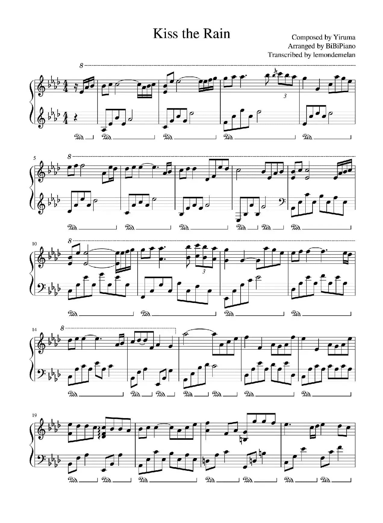 Kiss the Rain(雨的印记)(BiBiPiano钢琴版)